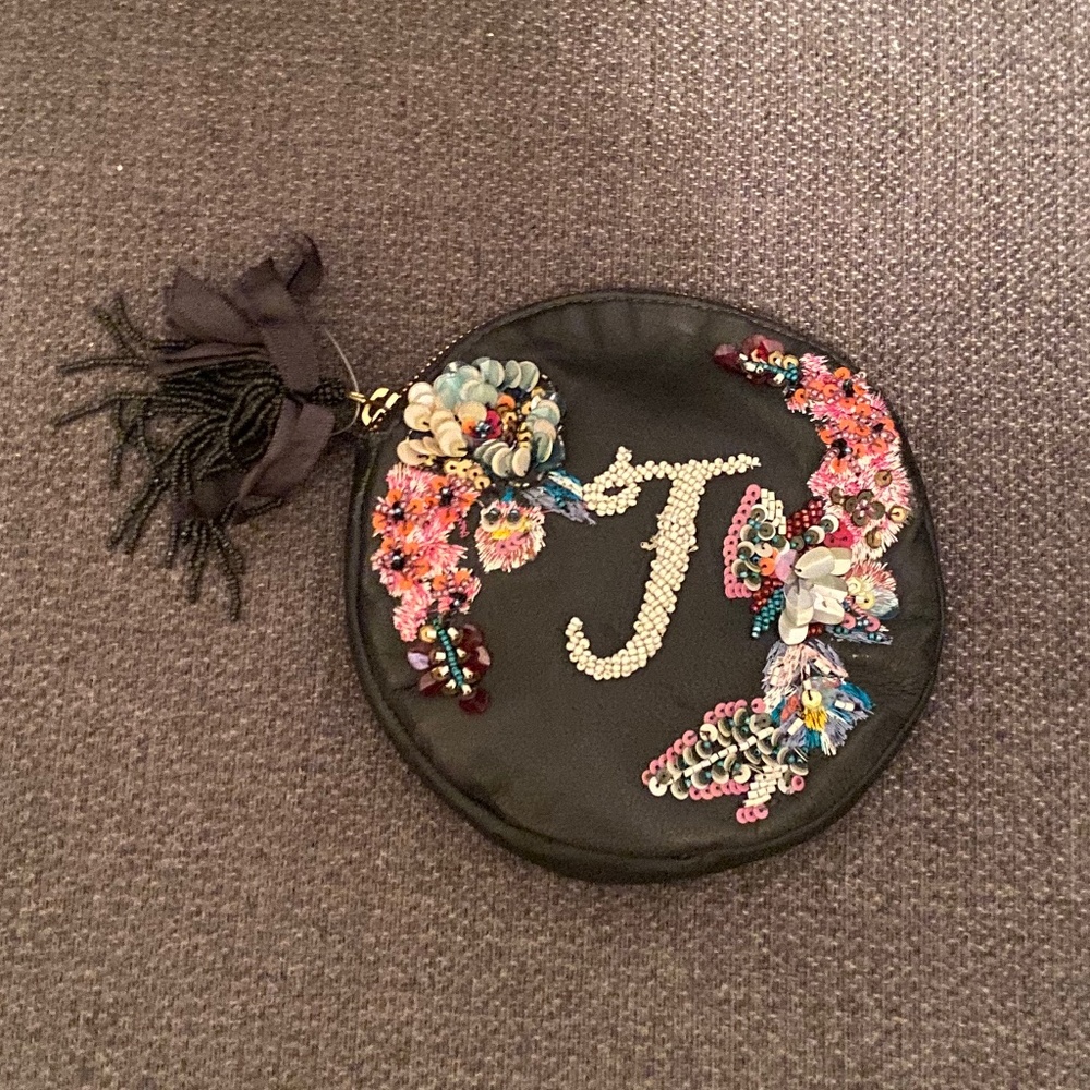 Anthropologie Anna Harlow Russo Mini Pouch Coin Purse Sequins Beads